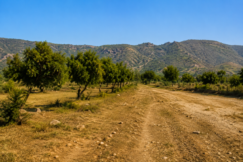 Residential plot with mountain views in Kallar Kahar, Pakistan, ideal for building a home or investment.