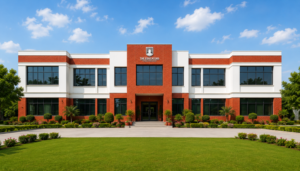 Modern campus of The Educators School in Kallar Kahar featuring contemporary architecture and landscaped surroundings.